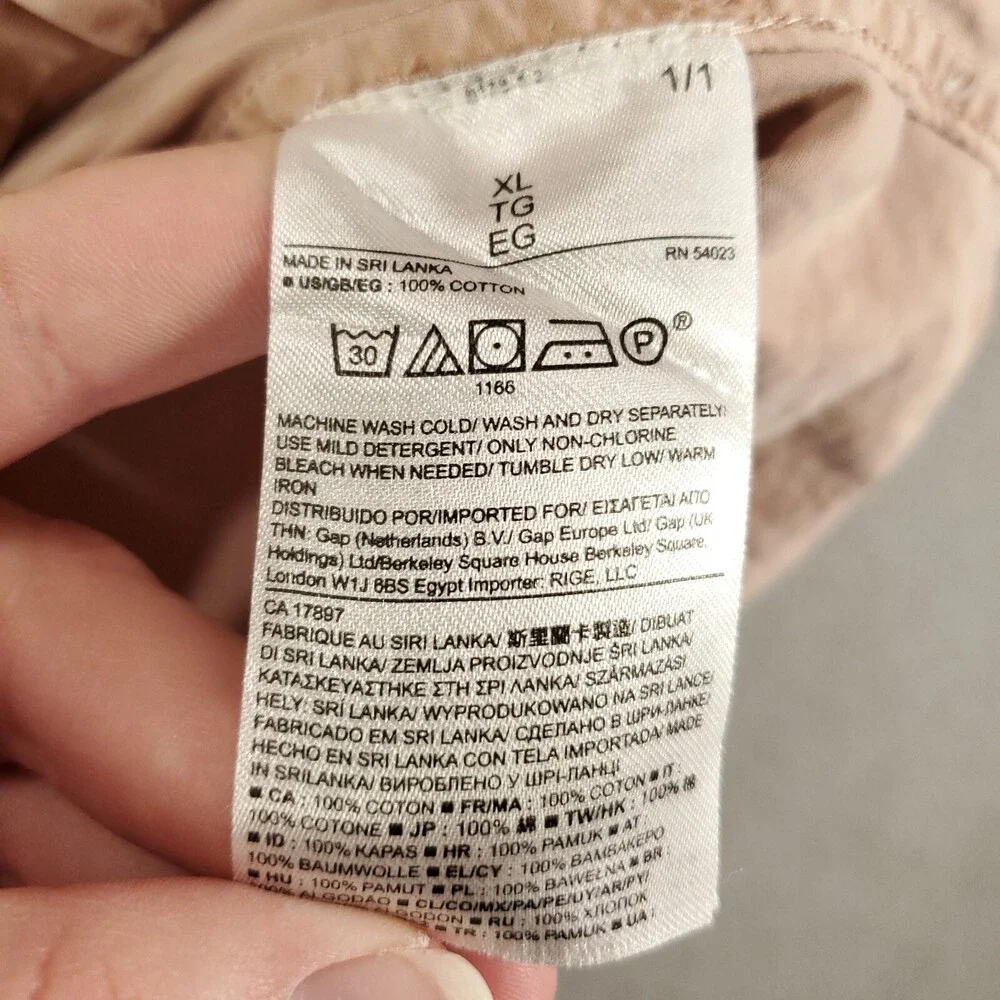 Banana Republic Button Up Womens XL Pink Ivory Soft Wash Military Safari Utility - Picture 6 of 10